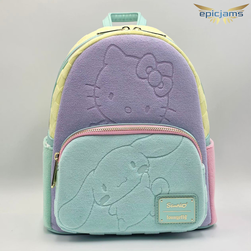 Loungefly SDCC Hello Kitty & Friends Color Block Terry Cloth Mini Backpack New